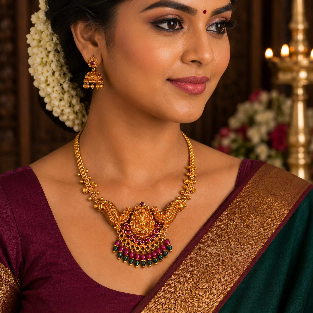 🪔 Devashree Lakshmi Temple Necklace - 11.404GM