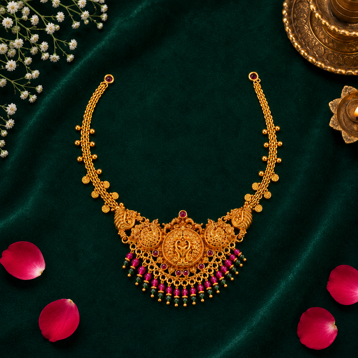 🌺 Svarnika Heritage Temple Necklace - 14.576GM