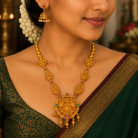 🦚 Mayura Pushpavalli Necklace ✨ 14.100GM