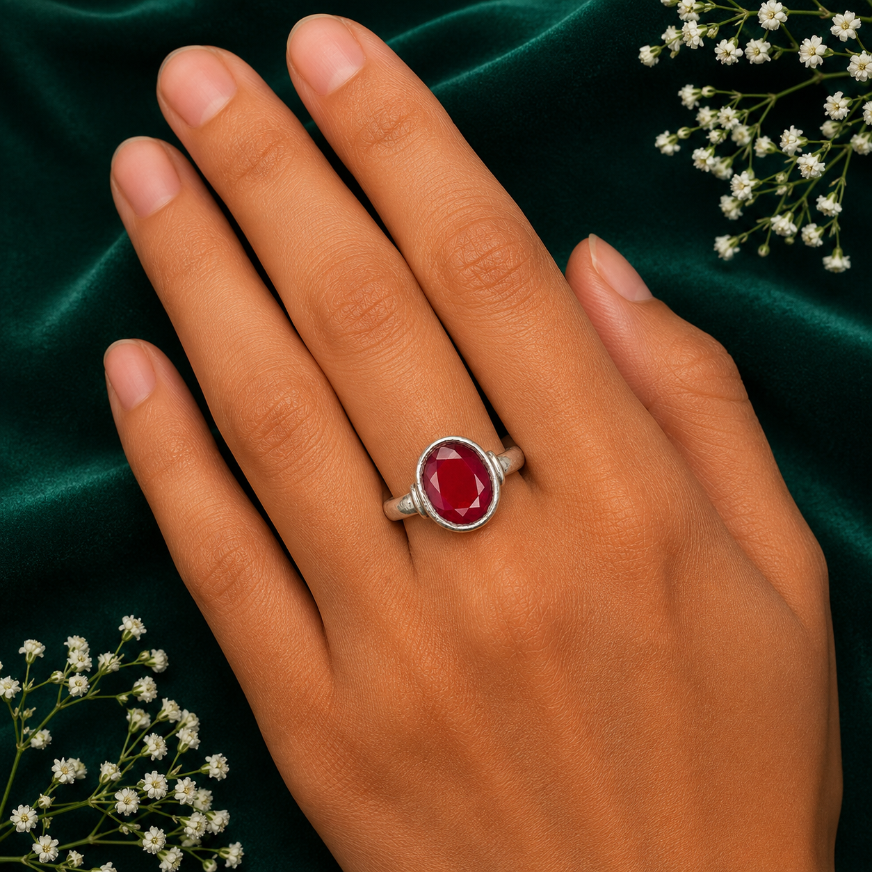 ✨ Crimson Solitaire Ring - 5.280GM