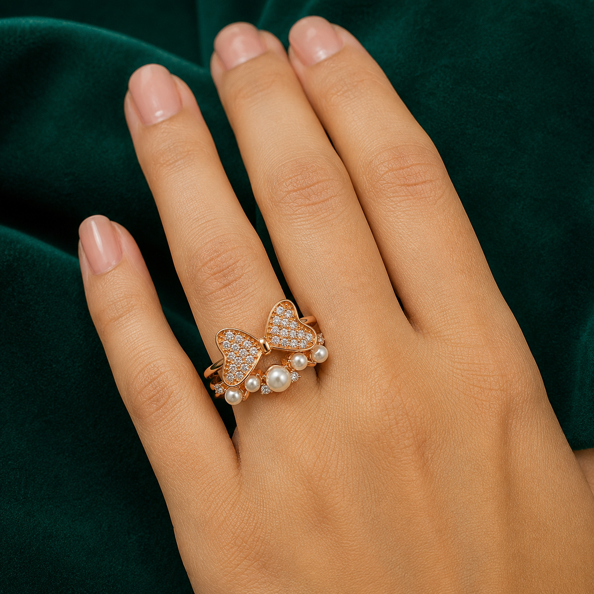 ✨ Pearl Bow Ring - 2.680 GM