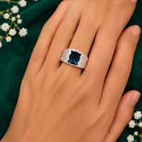 💙 Blue Sapphire Men's Ring - 8 GM