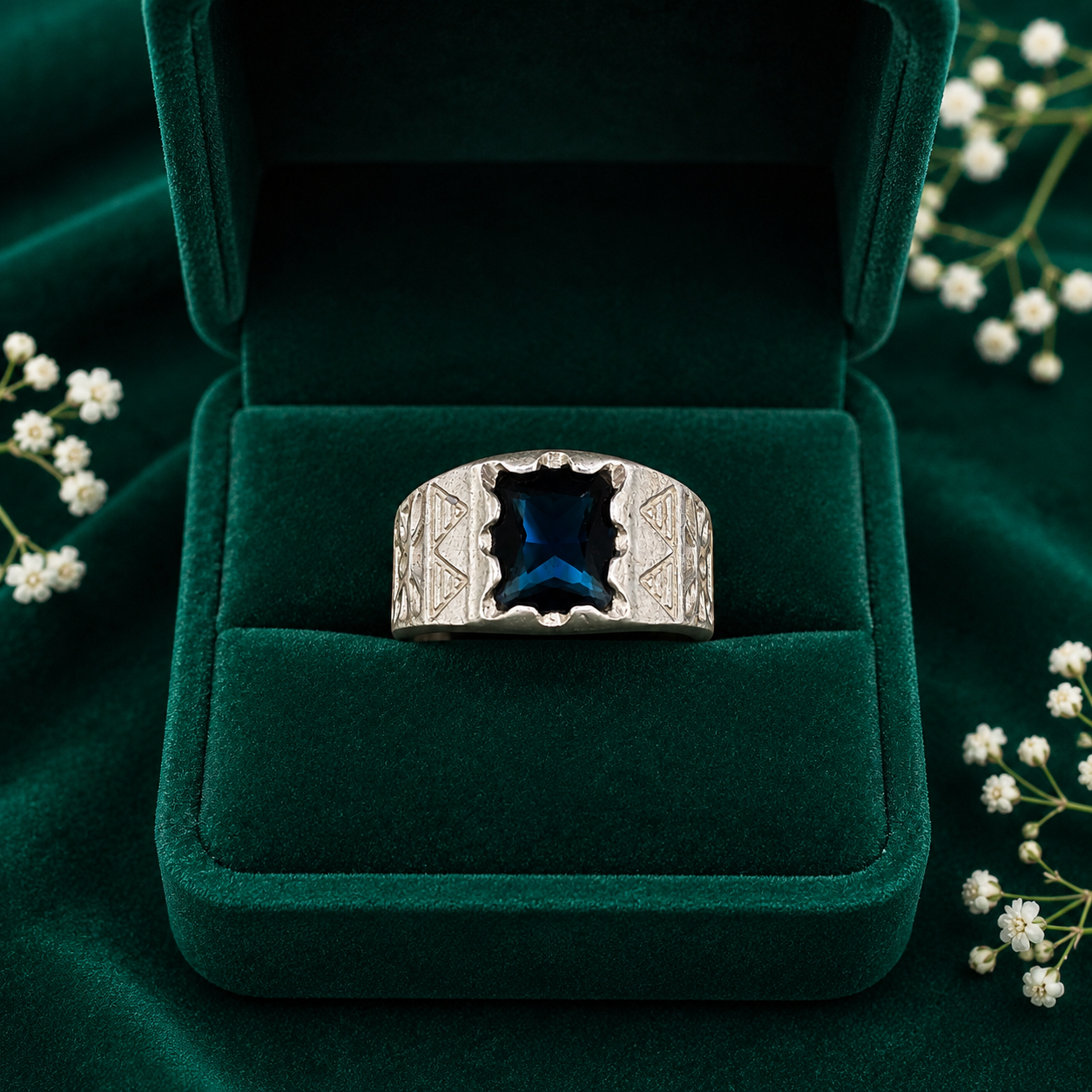 💙 Blue Sapphire Men's Ring - 8 GM