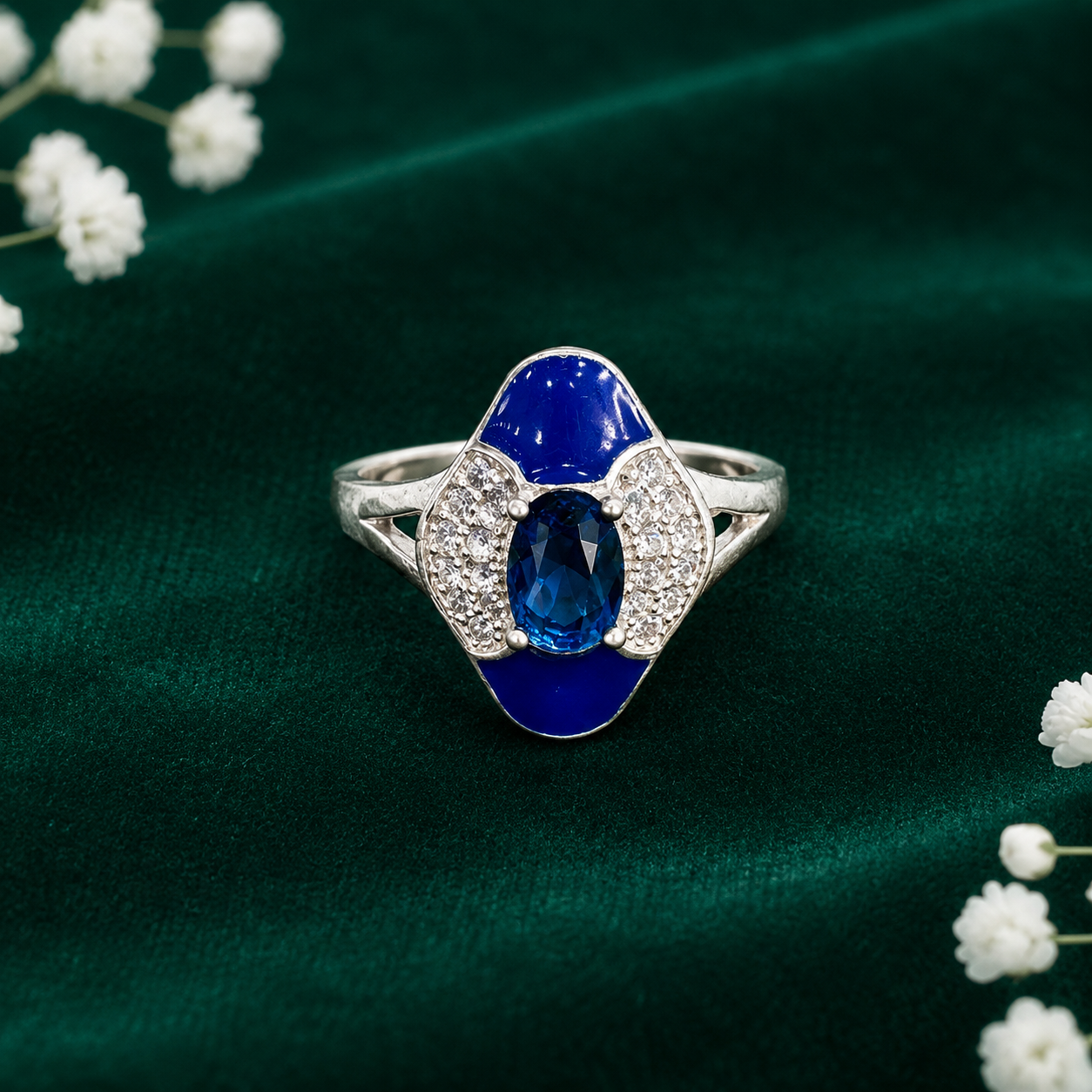 💙 Sapphire Halo Ring - 2.990 GM