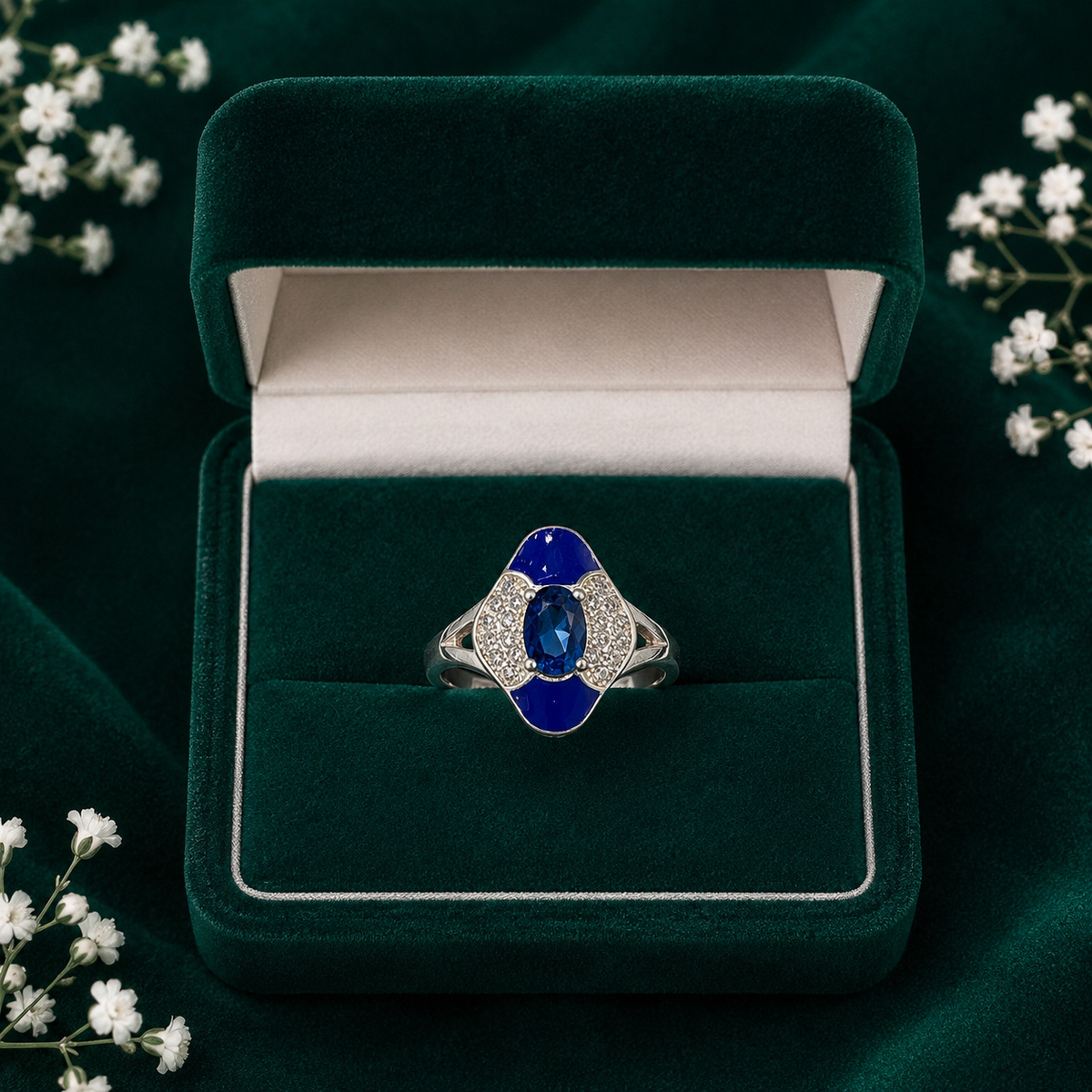 💙 Sapphire Halo Ring - 2.990 GM