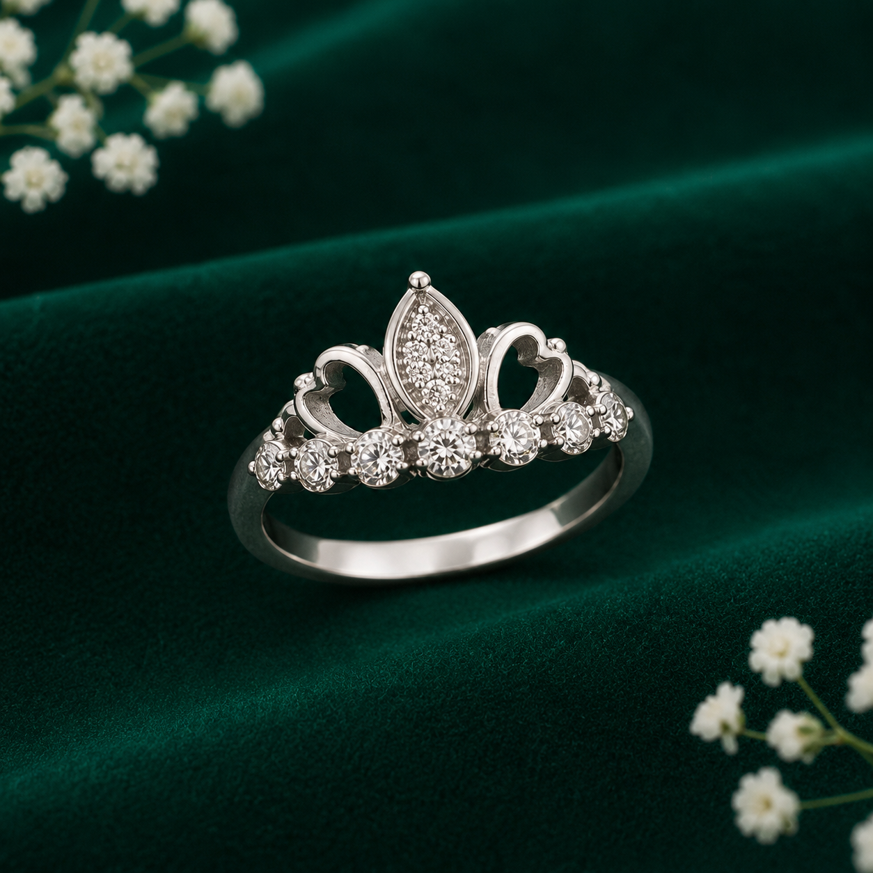 💖 Heart Crown Ring -2.840 GM