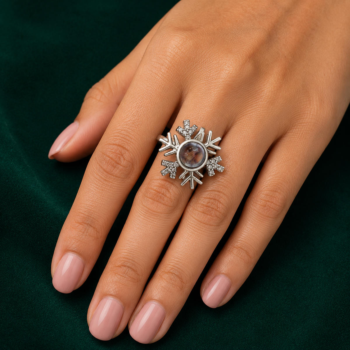❄️ Snowflake Moonstone Ring - 3.310 gm