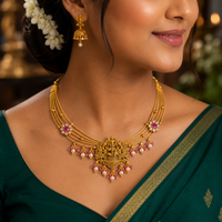 👑 Trimoorthi Lakshmi blossom  Necklace - 33.570GM