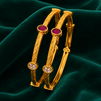 💎 Ruby & CZ Everyday Bangles - 18.180GM