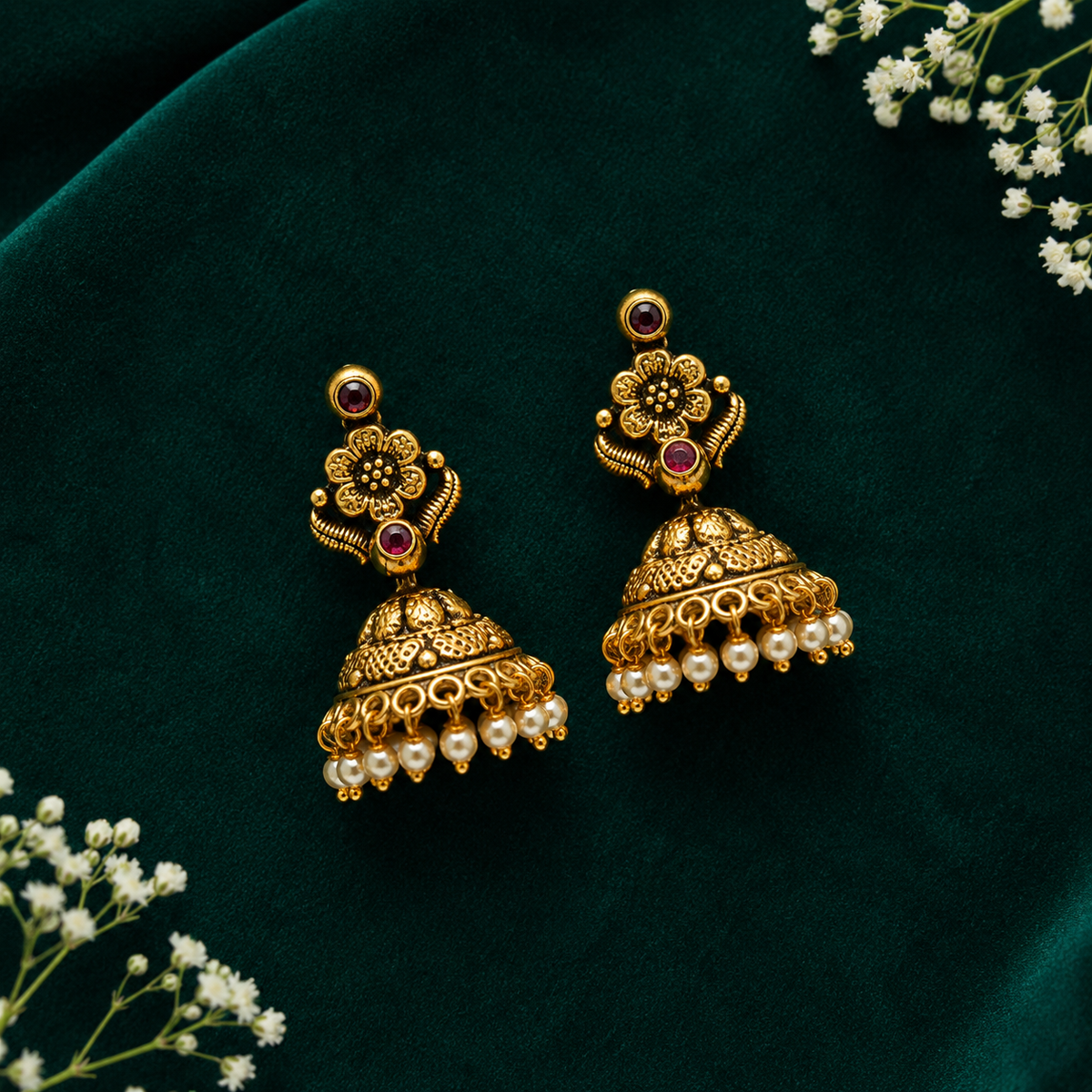 🌼 Maragathakusuma Jhumkas -8.150GM