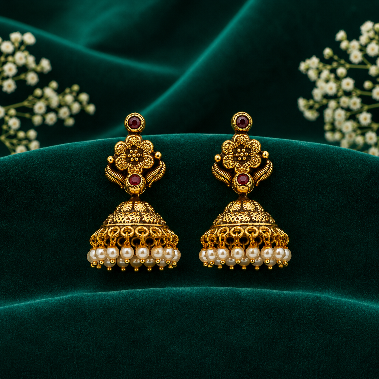 🌼 Maragathakusuma Jhumkas -8.150GM