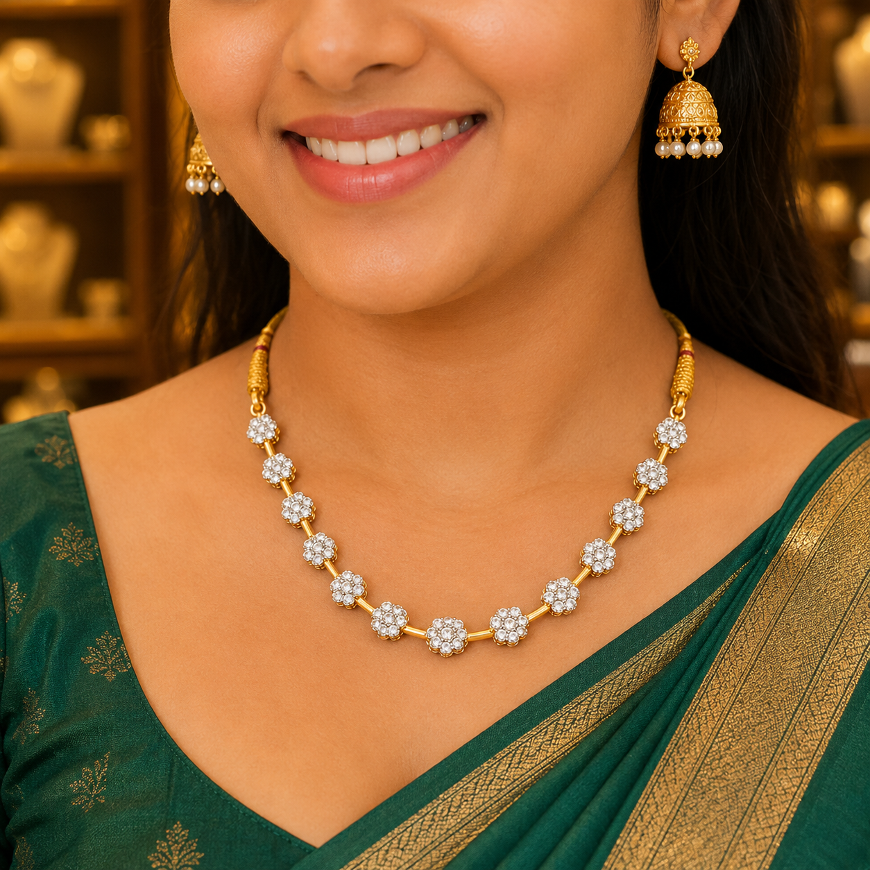 American diamond (AD) NECKLACE - 17.525gm