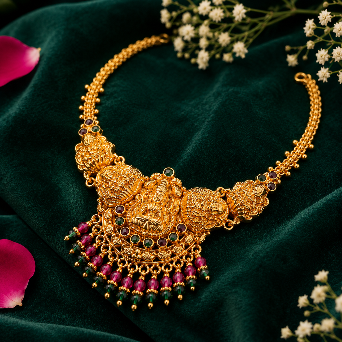 🦚 Sri Vaibhavi Lakshmi Temple Necklace - 13.195GM