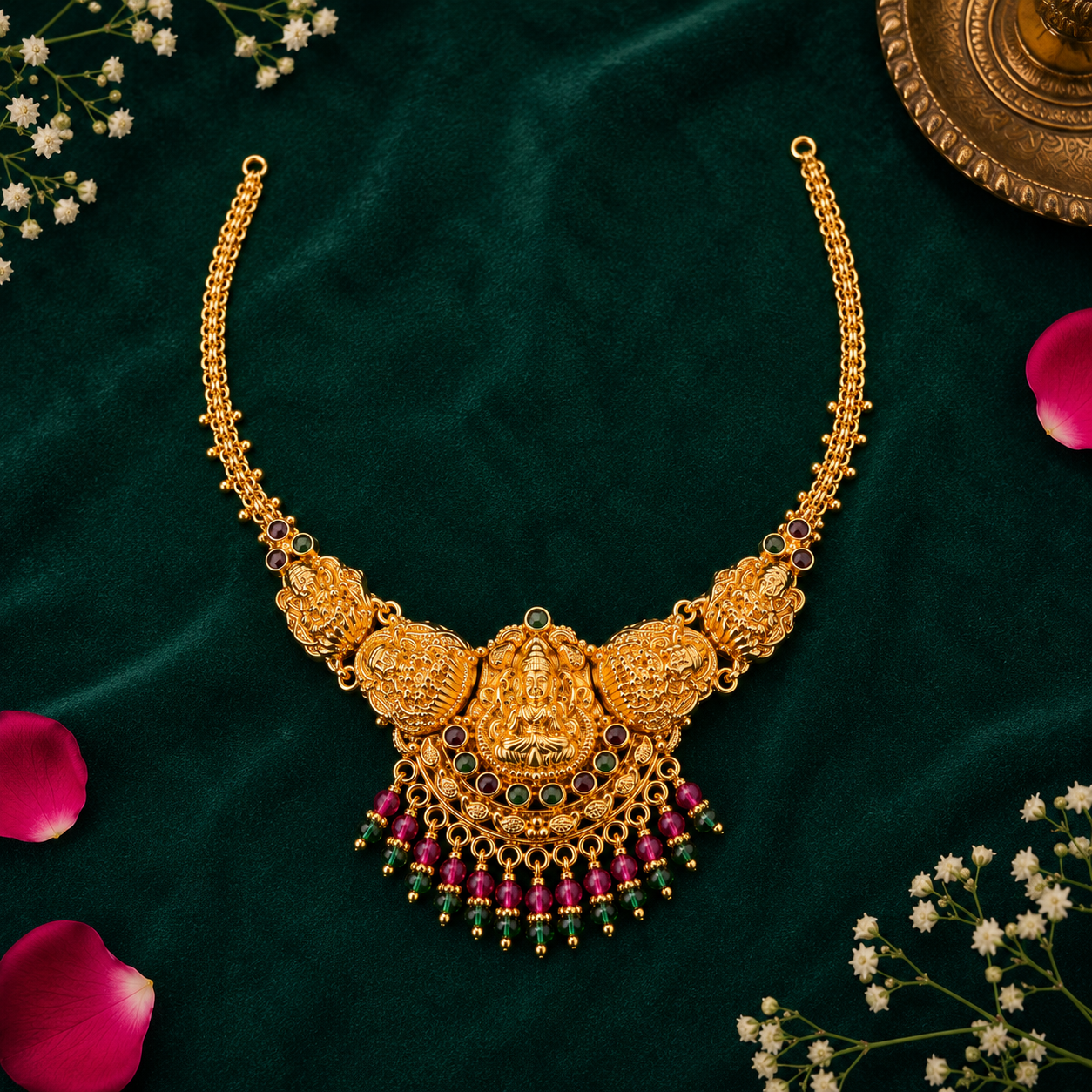 🦚 Sri Vaibhavi Lakshmi Temple Necklace - 13.195GM