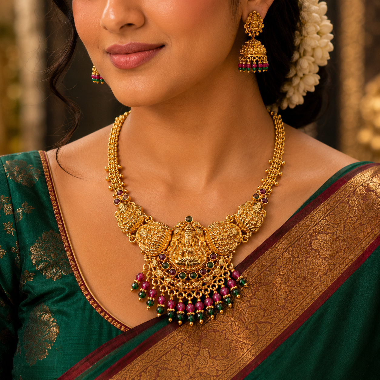 🦚 Sri Vaibhavi Lakshmi Temple Necklace - 13.195GM