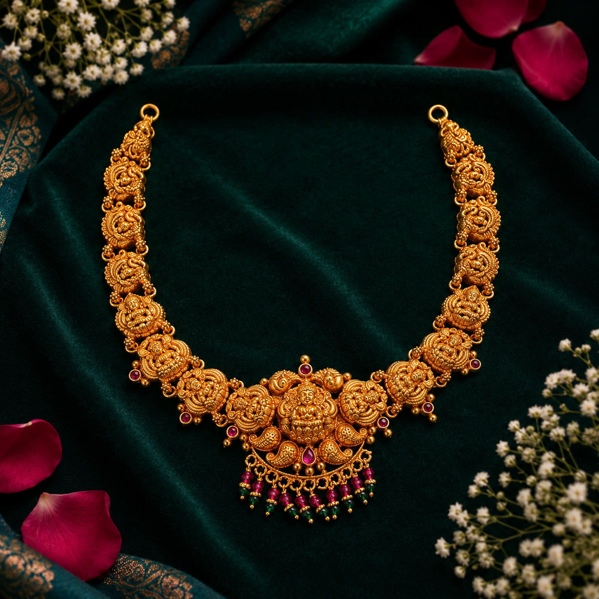 👑 Rajarajeshwari Temple Lakshmi Necklace - 17.592GM