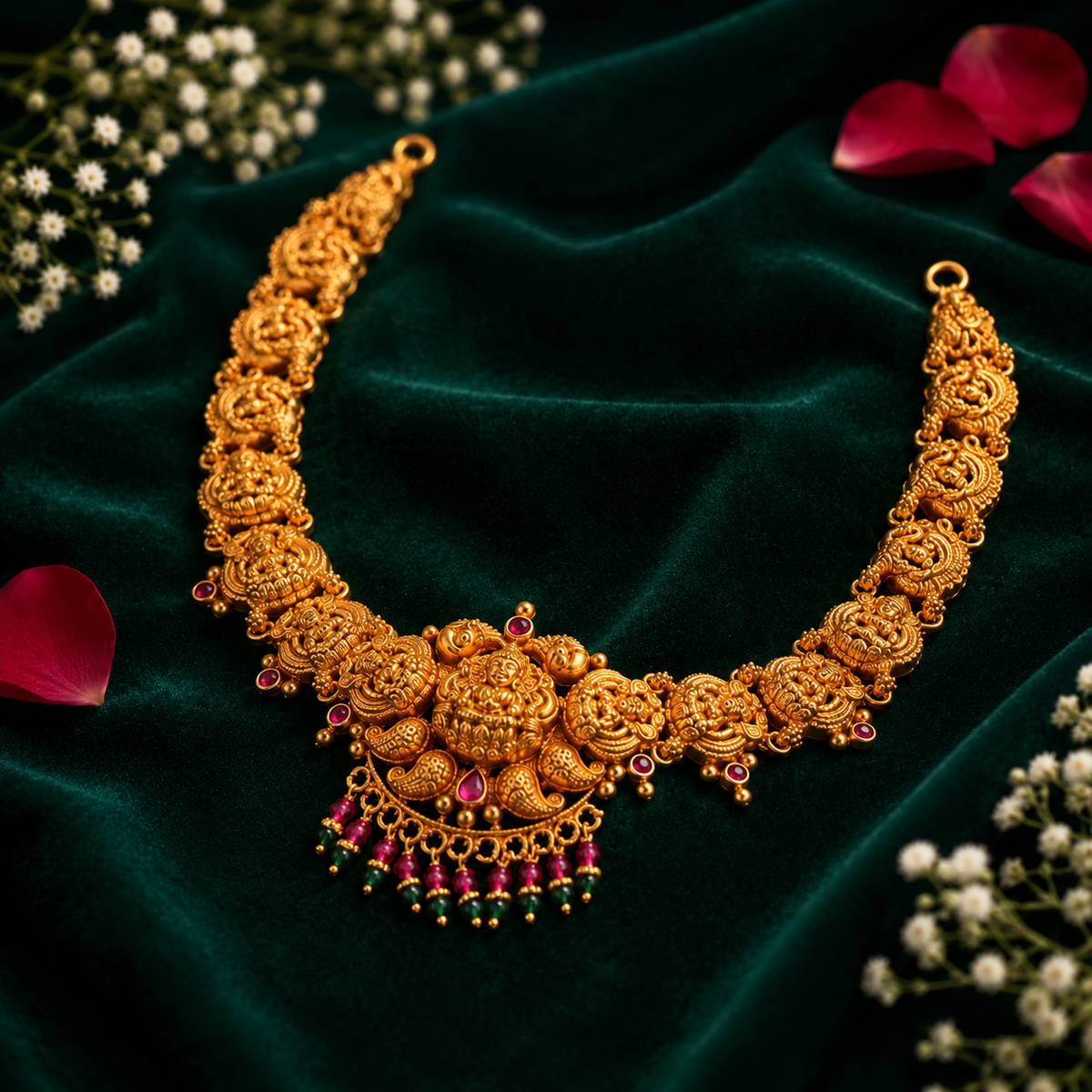 👑 Rajarajeshwari Temple Lakshmi Necklace - 17.592GM