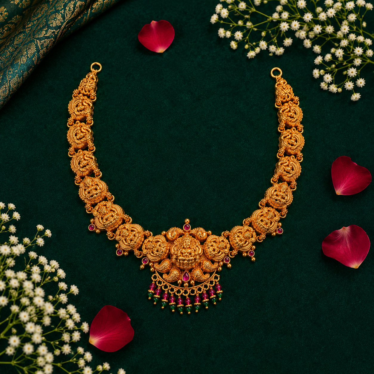 👑 Rajarajeshwari Temple Lakshmi Necklace - 17.592GM