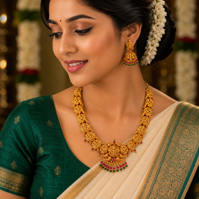 👑 Rajarajeshwari Temple Lakshmi Necklace - 17.592GM