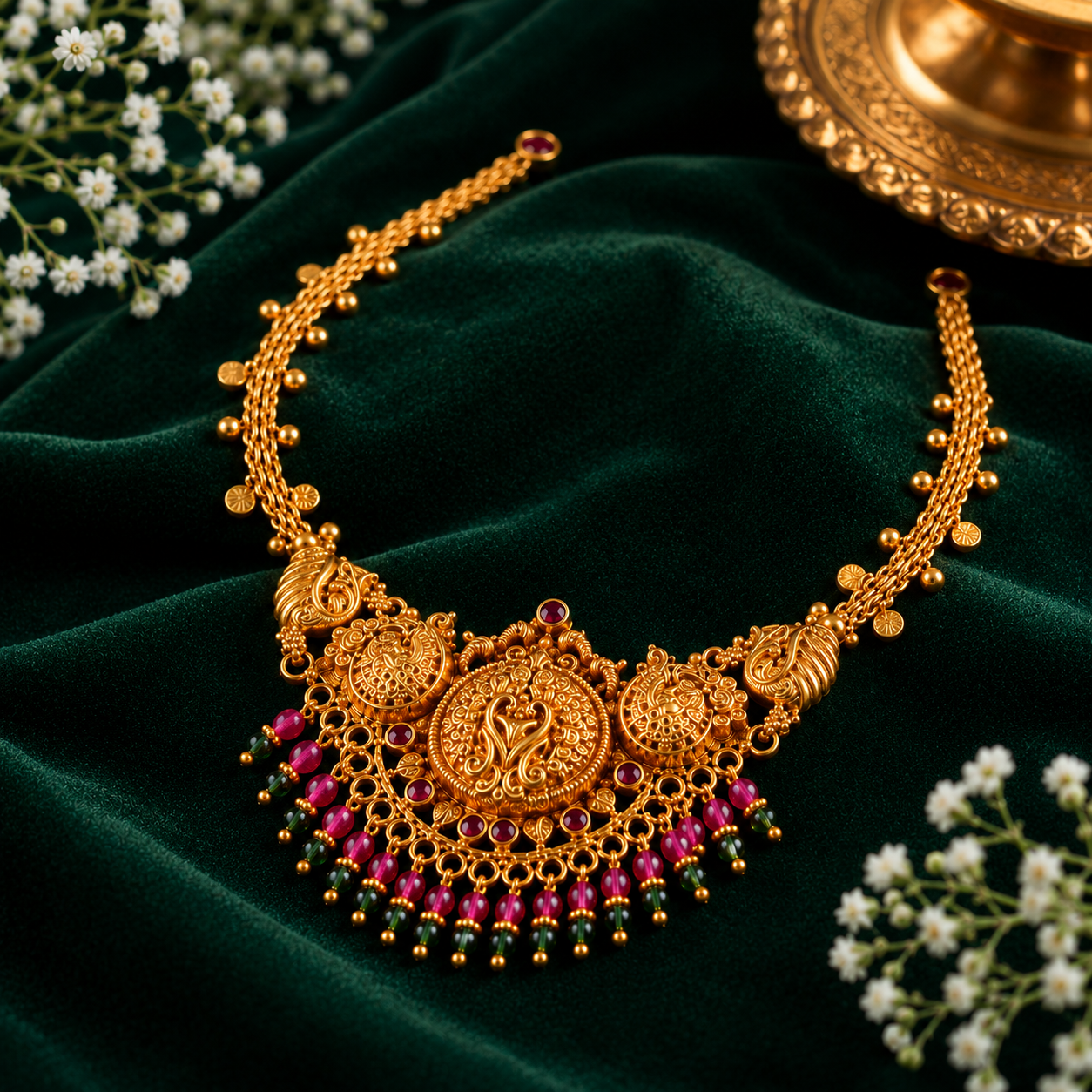 🌺 Svarnika Heritage Temple Necklace - 14.576GM
